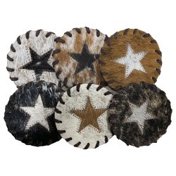 Texas Star Cowhide Coasters. Sold individually